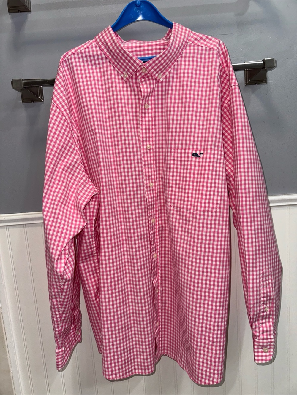 Vineyard Vines Pink Gingham Long-Sleeve Button-Down Shirt